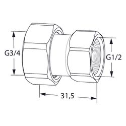 IMI TA Anschlussverschraubung DN 15, G 3/4" x G 1/2", mit Innengewinde und freilaufender ... IMI-52009815 5902276820038 (Abb. 1)