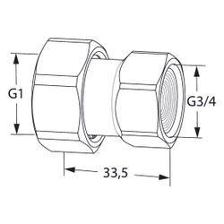 IMI TA Anschlussverschraubung DN 20, G 1" x G 3/4", mit Innengewinde und freilaufender Mu... IMI-52009820 5902276820052 (Abb. 1)
