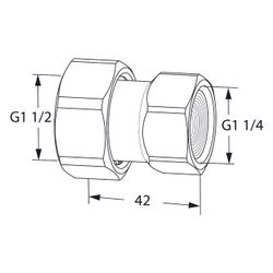 IMI TA Anschlussverschraubung DN 32, G 1 1/2" x G 1 1/4", mit Innengewinde und freilaufen... IMI-52009832 5902276820090 (Abb. 1)