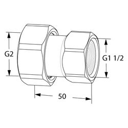 IMI TA Anschlussverschraubung DN 40, G 2" x G 1 1/2", mit Innengewinde und freilaufender ... IMI-52009840 5902276820113 (Abb. 1)