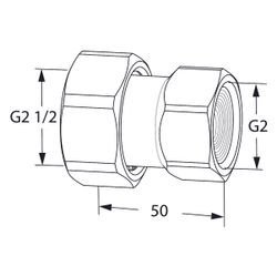 IMI TA Anschlussverschraubung DN 50, G 2 1/2" x G 2", mit Innengewinde und freilaufender ... IMI-52009850 5902276820137 (Abb. 1)
