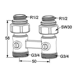 IMI Heimeier Verschraubung Vekotrim 2-Rohr Durchgangsform, für Ventilheizkörper mit Rp... IMI-0564-50.000 4024052951710 (Abb. 1)