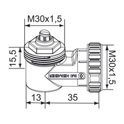 IMI Heimeier Winkelanschluss M 30x1,5 für Thermostat-Köpfe und Stellantriebe, weiß... IMI-7300-00.700 4024052035724 (Abb. 1)
