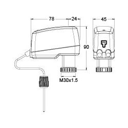 IMI TA motorischer Stellantrieb TA-Slider 500 T, mit Pt1000, stetig, 0-10V DC, Kabel 2... IMI-32222510815 5902276820908 (Abb. 1)