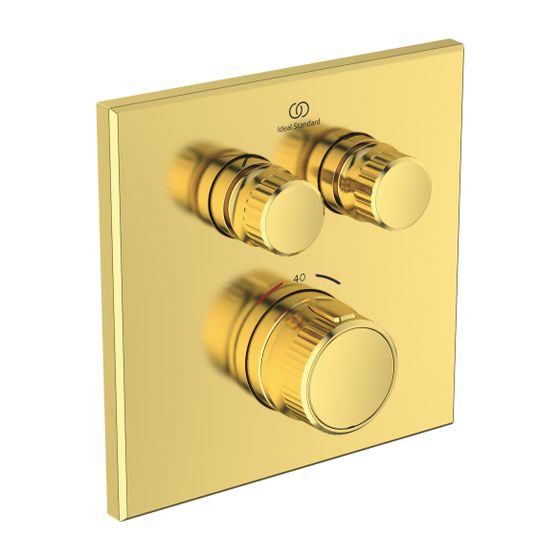 Ideal Standard Brausethermostat Unterputz Ceratherm Navigo 2 Verbraucher Eckig Brushed Gold