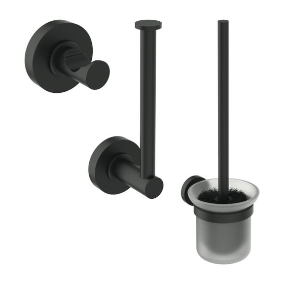 Ideal Standard Accessoires-Paket IOM WC-Bürste P-Rollenhalter Handtuchhaken Silk Black
