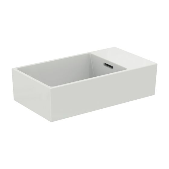 Ideal Standard Handwaschbecken Extra, ohne Hahnloch, mit Überlauf Ablage rechts, 450x250x150mm, Weiß mit IP