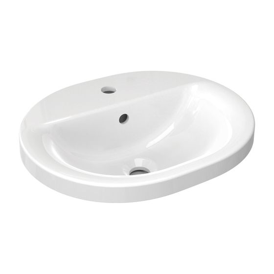 Ideal Standard Einbauwaschtisch Connect, oval, 1 Hahnloch mit Überlauf 480x400x175mm, Weiß mit Ideal Plus