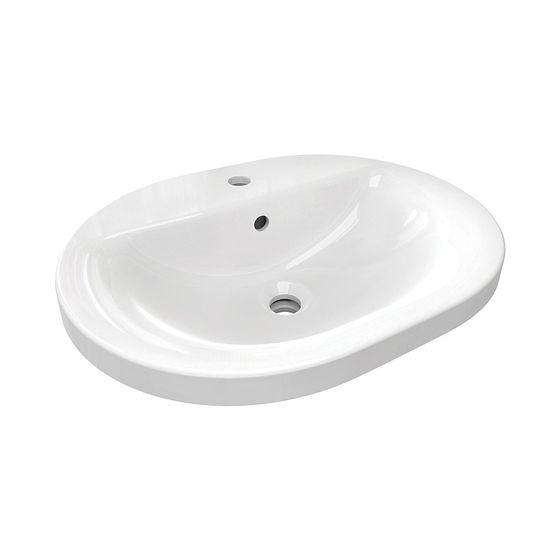 Ideal Standard Einbauwaschtisch Connect, oval, 1 Hahnloch mit Überlauf 550x430x175mm, Weiß mit Ideal Plus