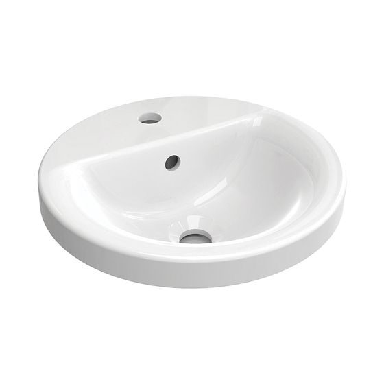 Ideal Standard Einbauwaschtisch Connect, rund, 1 Hahnloch mit Überlauf 380x380x165mm, Weiß mit Ideal Plus