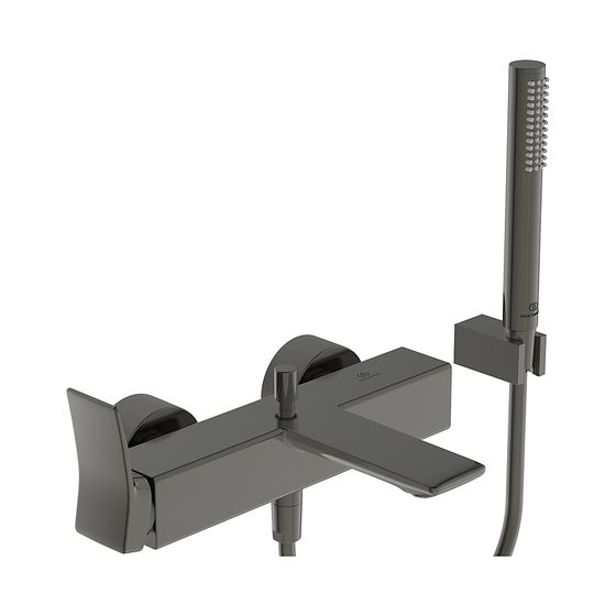 Ideal Standard Badearmatur Aufputz Conca, mit Stab-HB, Brauseschlauch und Wandhalter, MagneticGrey