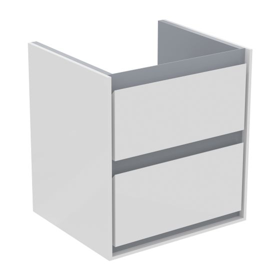 Ideal Standard WT-USchrank Connect Air Cube, 2 Auszüge, 480x409x517mm, Weiß glatt und Hellgrau matt