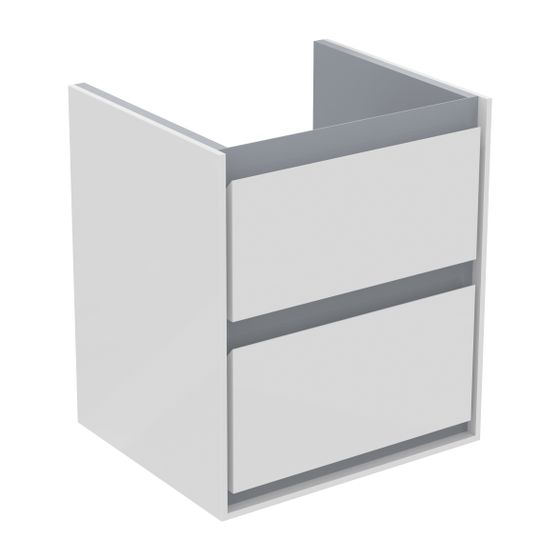 Ideal Standard WT-USchrank Connect Air Cube, 2 Auszüge, 430x402x517mm, Weiß glatt und Hellgrau matt