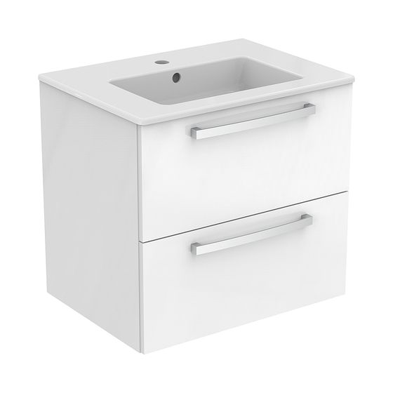 Ideal Standard Waschtisch/Möbel-Paket Eurovit Plus 610x450x565mm Weiß / Hochglanz weiß lackiert