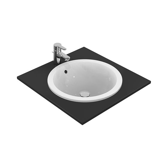 Ideal Standard Einbauwaschtisch Connect, rund, ohne Hahnloch, mit Überlauf 480x480x175mm, Weiß mit IP