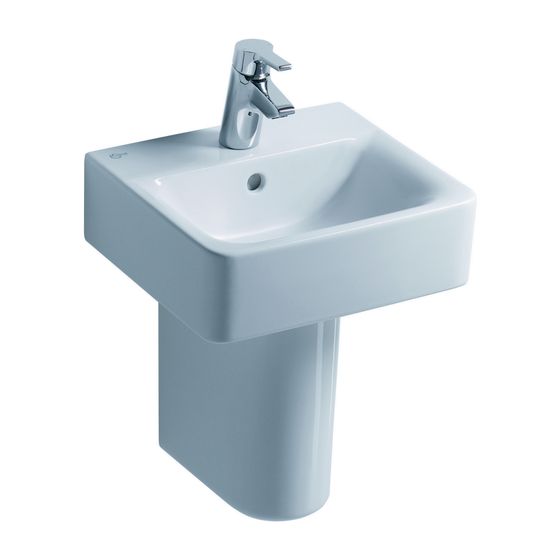 Ideal Standard Handwaschbecken Connect Cube, 1 Hahnloch mit Überlauf 400x360x160mm, Weiß mit Ideal Plus