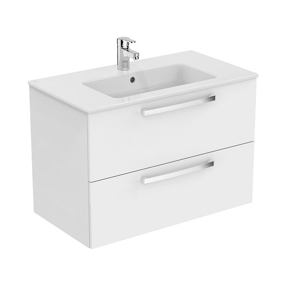 Ideal Standard Waschtisch/Möbel-Paket Eurovit Plus 815x450x565mm Weiß / Hochglanz weiß lackiert