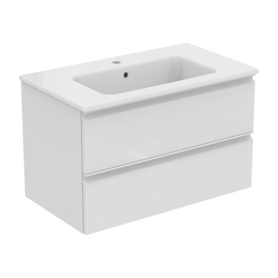 Ideal Standard Waschtisch/Möbel-Paket Connect E, mit Waschtisch 800mm, Weiß/Hochglanz weiß lackiert