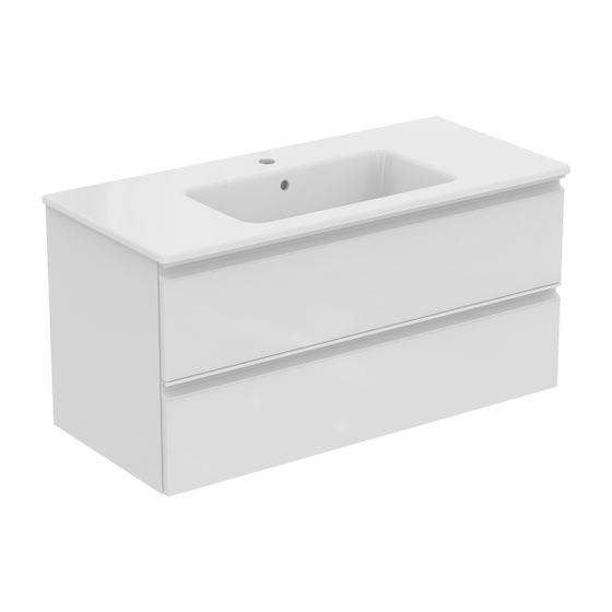 Ideal Standard Waschtisch/Möbel-Paket Connect E, mit Waschtisch 1000mm, Weiß/Hochglanz weiß lackiert