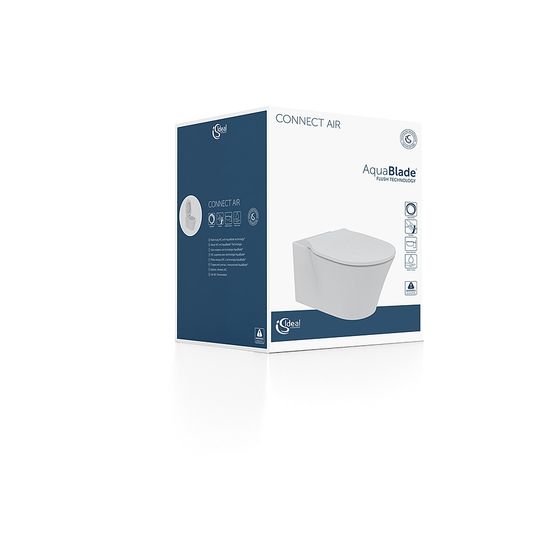Ideal Standard Wand-T-WC-Kombipaket Connect Air, AQUABLADE, mit Softclosing, 360x540mm, Weiß