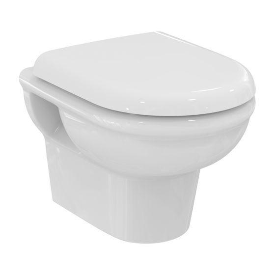Ideal Standard Wand-WC-Kombipaket Exacto, ohne Spülrand, mit Softclosing, 355x480x350mm, Weiß