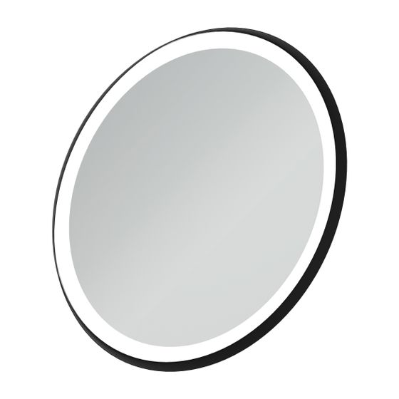 Ideal Standard Spiegel Conca, rund, mit Ambientelicht, Rahmen schwarz, 30W, 650x60mm