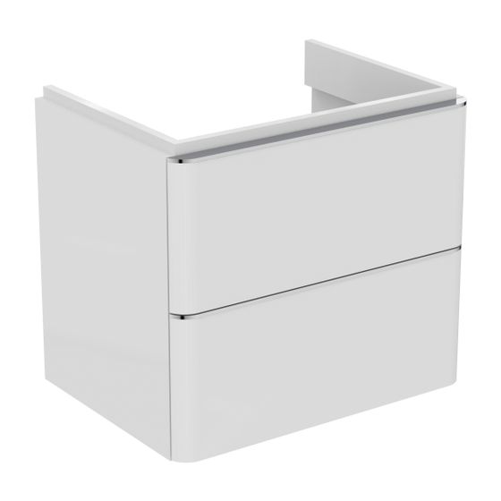 Ideal Standard Waschtisch-Unterschrank Adapto, 2 Auszüge, 570x410x490mm, Hochglanz weiß lackiert