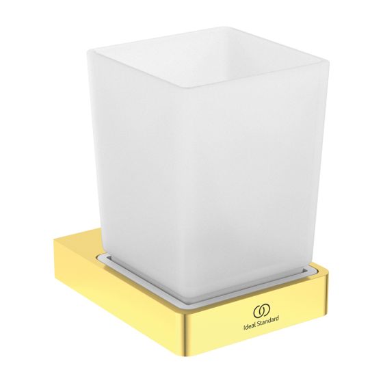 Ideal Standard Mundglas Conca Cube, eckig, Brushed Gold