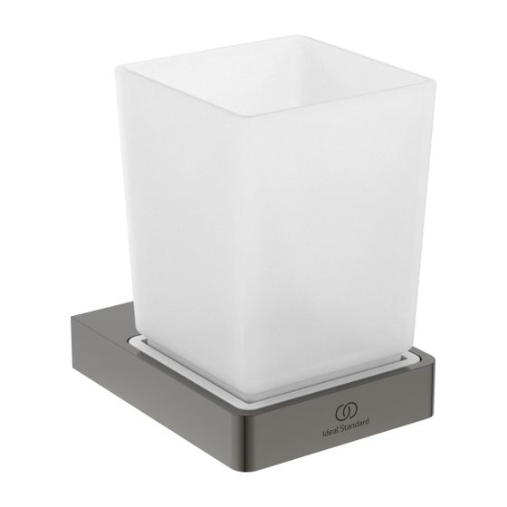 Ideal Standard Mundglas Conca Cube, eckig, Magnetic Grey