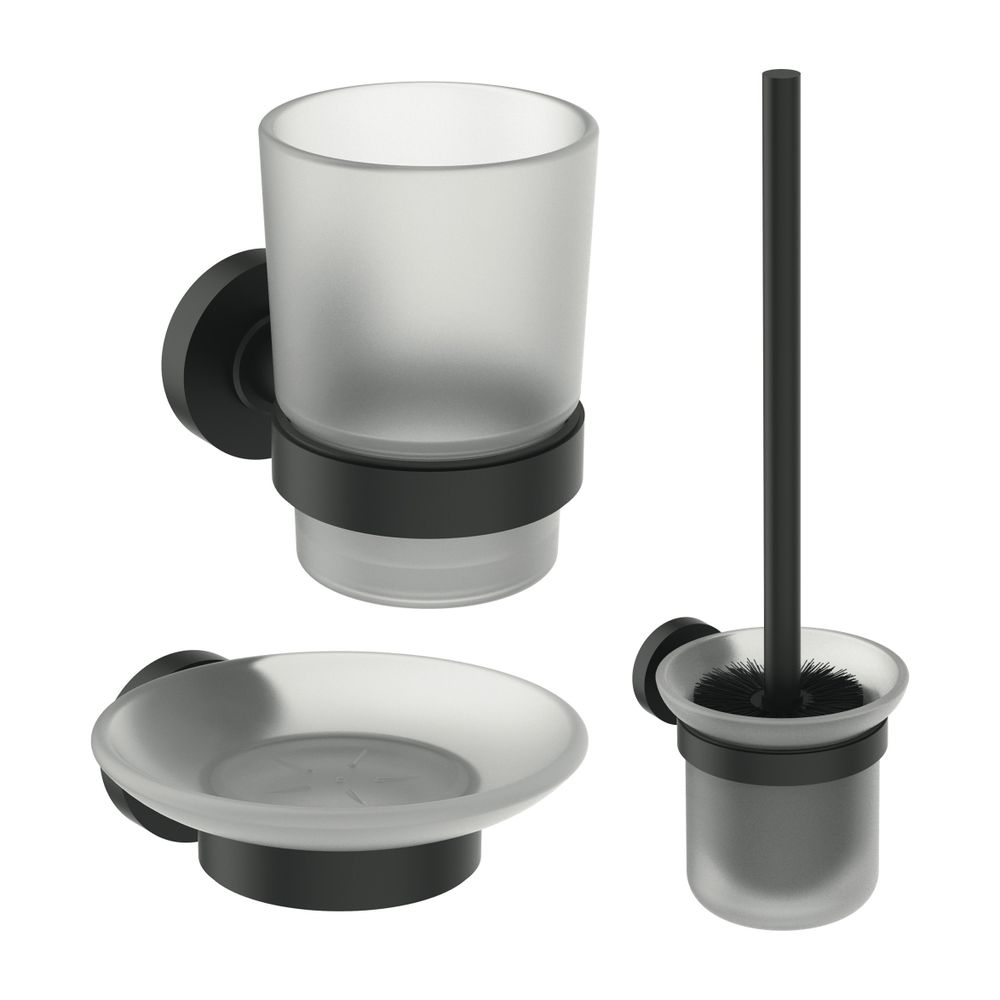 Ideal Standard Accessoires-Paket IOM WC-Bürste Mundglas Seifenschale Silk Black... IST-A9245XG 4015413044813 (Abb. 1)