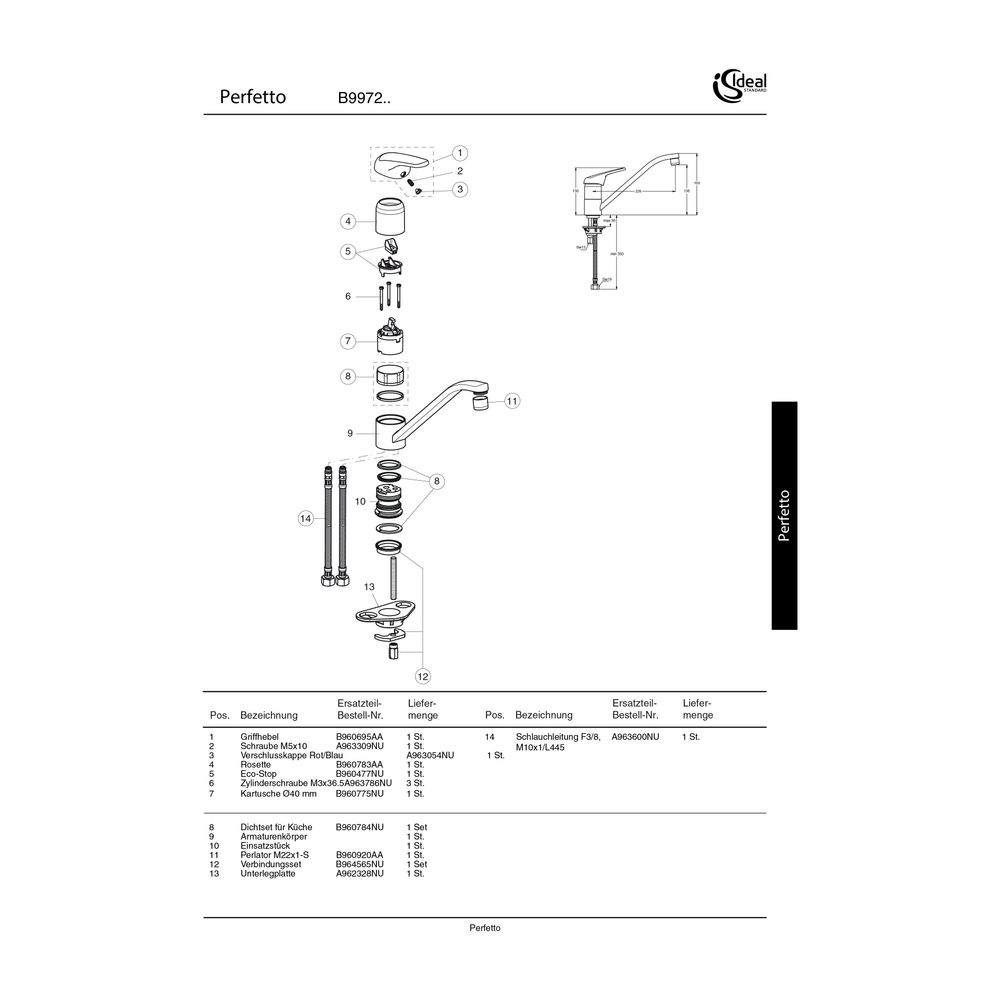 Ideal Standard Strahlregler PL-HC-IT, M22x1-S, Chrom... IST-B960920AA 3800861026051 (Abb. 1)