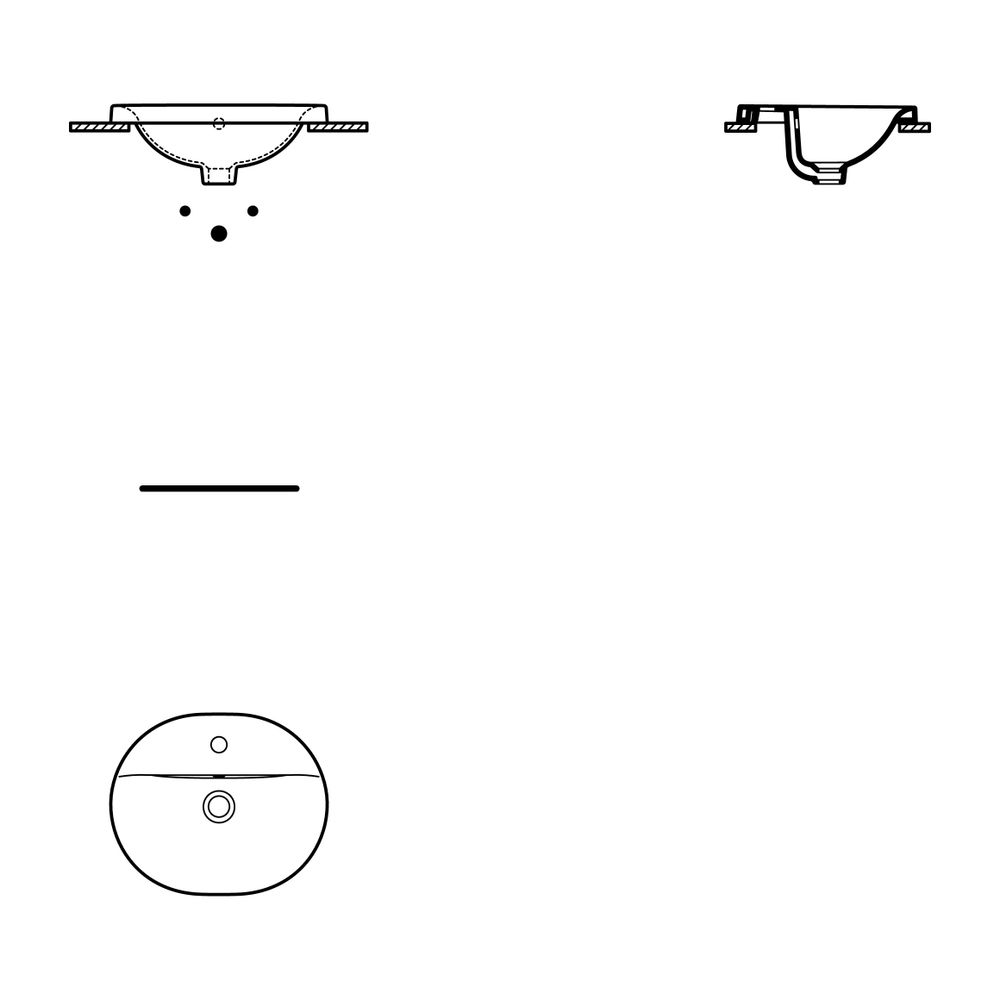 Ideal Standard Einbauwaschtisch Connect, oval, 1 Hahnloch mit Überlauf 480x400x175mm, Weiß... IST-E5038MA 5017830446729 (Abb. 3)