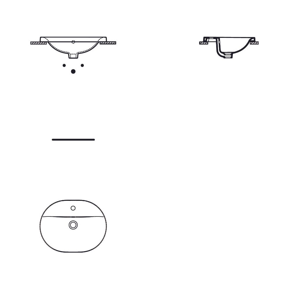 Ideal Standard Einbauwaschtisch Connect, oval, 1 Hahnloch mit Überlauf 550x430x175mm, Weiß... IST-E503901 5017830446736 (Abb. 3)