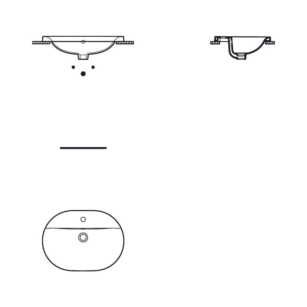 Ideal Standard Einbauwaschtisch Connect, oval, 1 Hahnloch mit Überlauf 620x460x175mm, Weiß... IST-E5040MA 5017830446767 (Abb. 3)
