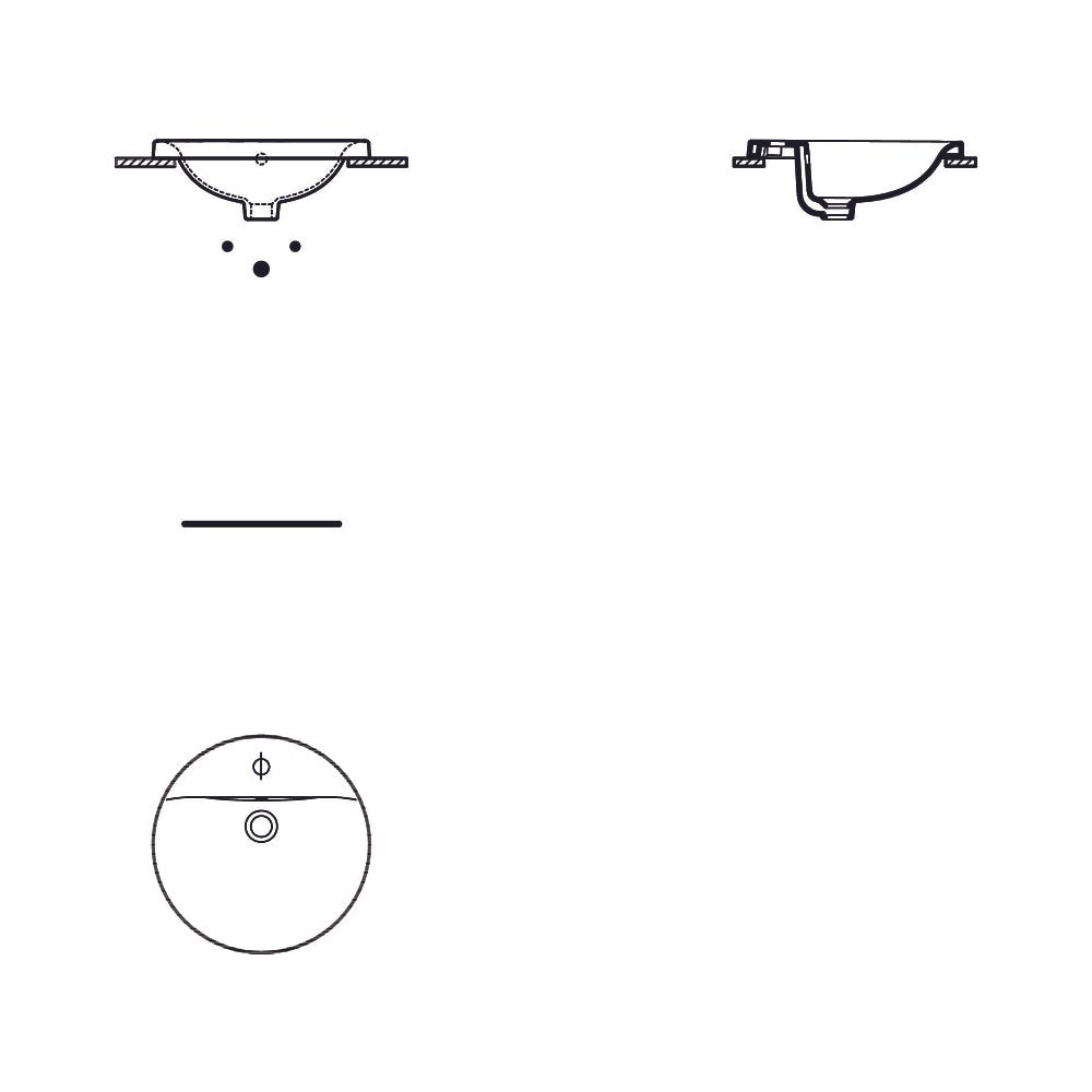 Ideal Standard Einbauwaschtisch Connect, rund, 1 Hahnloch mit Überlauf 480x480x175mm, Weiß... IST-E504201 5017830446798 (Abb. 3)