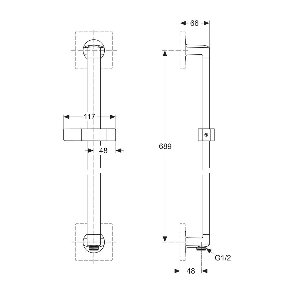 Ideal Standard Brausestange Archimodule, mit Wandanschlussbogen, 600mm, Chrom... IST-A1527AA 4015413327411 (Abb. 2)
