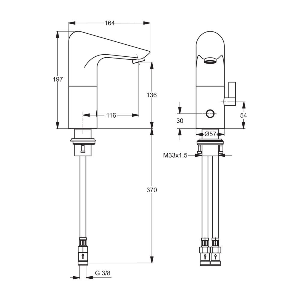 Ideal Standard Sensor-Waschtisch-Armatur Ceraplus, mit Misch, Netzbetrieben, Ausld.116mm, ... IST-A4154AA 4015413304917 (Abb. 2)
