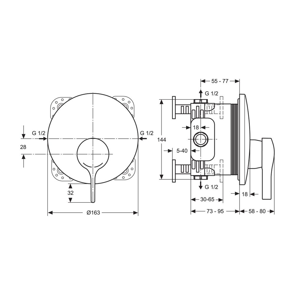 Ideal Standard Brausearmatur Unterputz Melange, Bausatz 2, Rosette d:163mm, Chrom... IST-A4719AA 4015413321167 (Abb. 2)