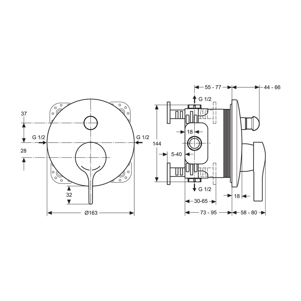 Ideal Standard Badearmatur Unterputz Melange, Bausatz 2, Rosette d:163mm, Chrom... IST-A4720AA 4015413321174 (Abb. 2)