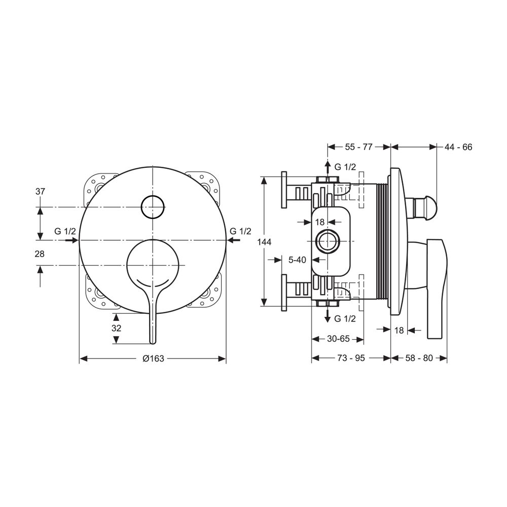 Ideal Standard Badearmatur Unterputz Melange, Bausatz 2, Ros. d:163mm, eigens.DIN EN 1717,... IST-A4805AA 4015413323154 (Abb. 2)