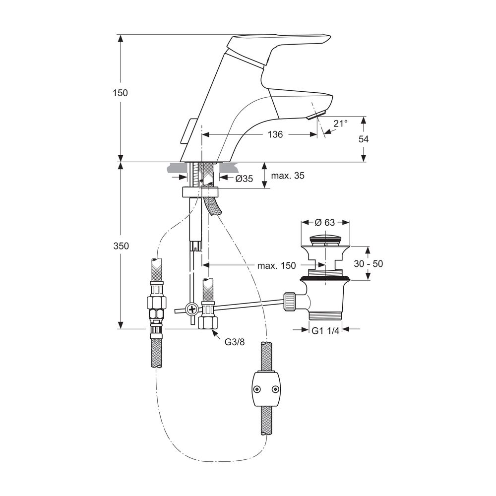 Ideal Standard Display Waschtisch-Armatur Ceramix Blue, Lift, mit Ablgarn., herausz.HB, Au... IST-A5661AA 4015413313094 (Abb. 2)