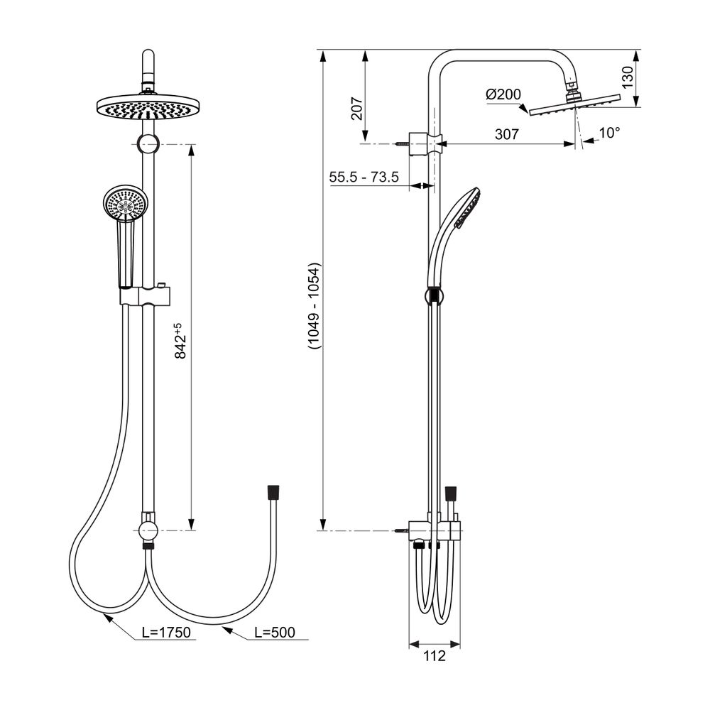 Ideal Standard Duschsystem Idealrain für AP-Armatur HB:100mm Chrom... IST-A5691AA 4015413314572 (Abb. 2)