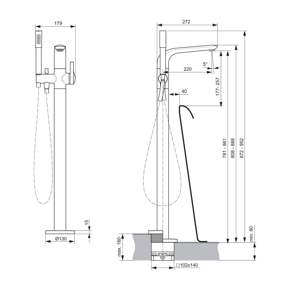 Ideal Standard Attrappe freist. Wannenarmit Melange, Bausatz 2, Ausld.200mm, Chrom... IST-A6127AA 4015413332255 (Abb. 2)