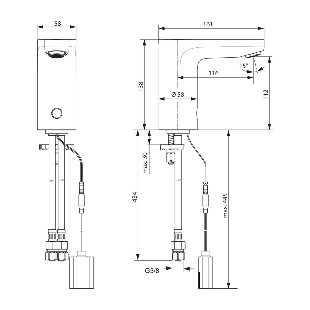 Ideal Standard Sensor-Waschtisch-Armatur Ceraplus, ohne Misch., Batteriebetrieben, Ausld.1... IST-A6143AA 4015413332590 (Abb. 2)