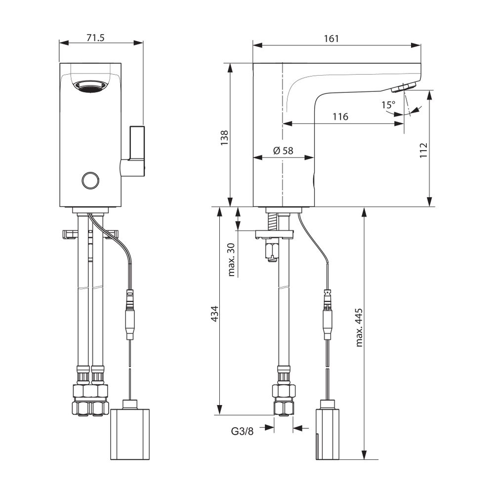 Ideal Standard Sensor-Waschtisch-Armatur Ceraplus, mit Misch., Batteriebetrieben, Ausld.11... IST-A6145AA 4015413332613 (Abb. 2)