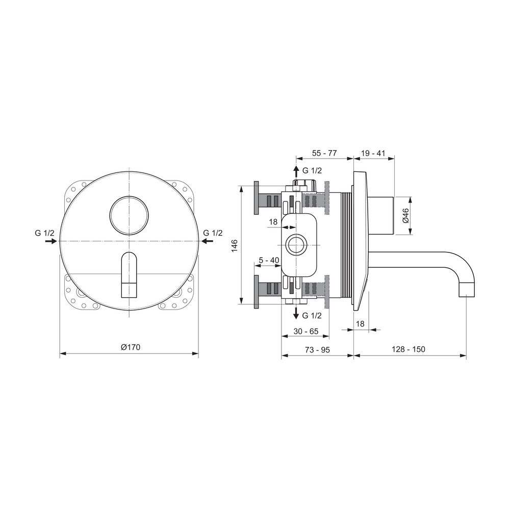 Ideal Standard Sensor-Wand-Waschtisch-Armatur Unterputz Ceraplus, BS2, Temp.ü.Spez.Wkz., B... IST-A6149AA 4015413332651 (Abb. 2)