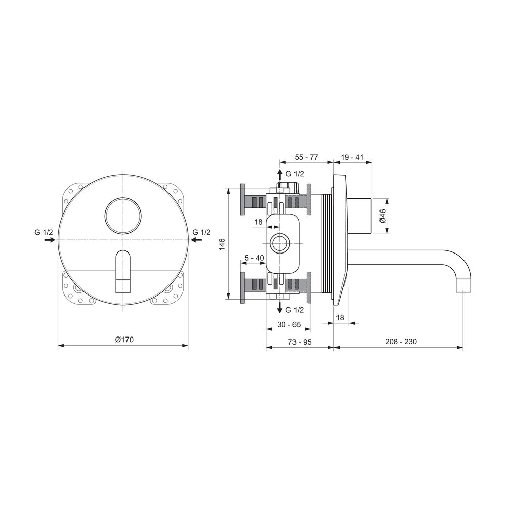 Ideal Standard Sensor-Wand-Waschtisch-Armatur Unterputz Ceraplus, BS2, Temp.ü.Spez.Wkz., B... IST-A6153AA 4015413332699 (Abb. 2)