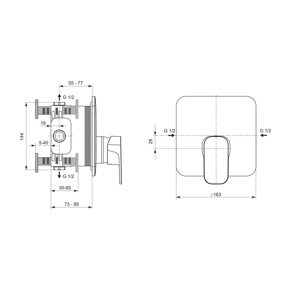 Ideal Standard Brausearmatur Unterputz Tonic II, Bausatz 2, Rosette 163x163mm, Chrom... IST-A6339AA 4015413335072 (Abb. 2)