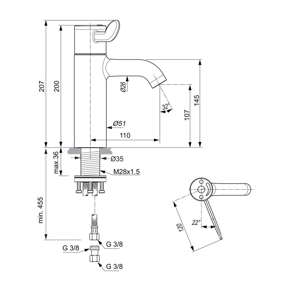 Ideal Standard WT-Thermostat Ceraplus Safe SQ ohne Ablgarn. Ausld. 110mm Chrom... IST-A6692AA 4015413338905 (Abb. 2)