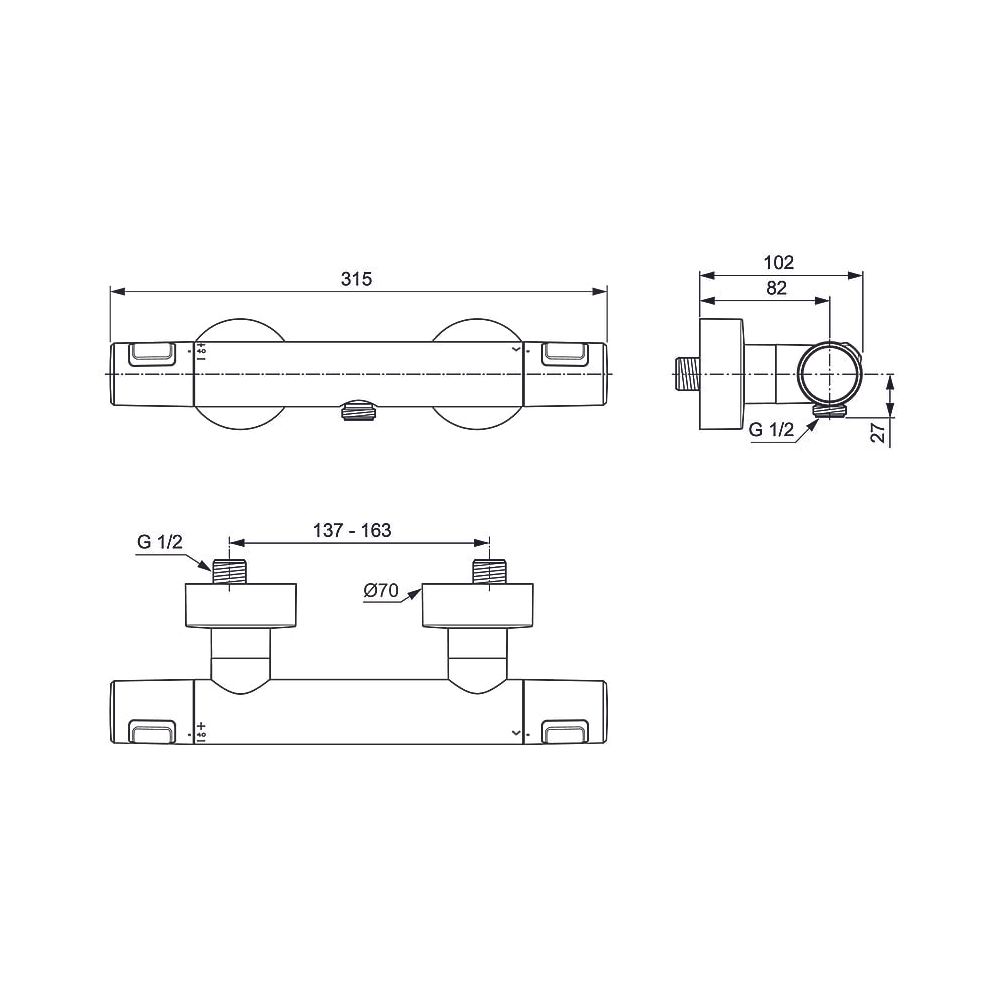 Ideal Standard Brausethermostat Aufputz Ceratherm T25, Ausld. 80mm, Silk Black... IST-A7201XG 4015413349970 (Abb. 6)